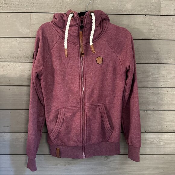 Naketano The Poets Choice Women's Maroon Full Zip Sweatshirt Jacket Size M - Picture 1 of 12